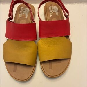 Sorel Women's Bold Red and Yellow Sandals
